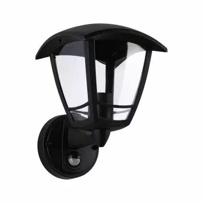 Appliq ext�rieur 230V Classic Curved PIR IP44 E27 Verre clair/Noir sans ampoule (94647)