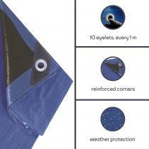 BÂCHE - BLEU/NOIR - ULTRARÉSISTANT - 2 x 3 m (180-0203)