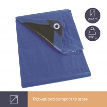 BÂCHE - BLEU/NOIR - ULTRARÉSISTANT - 2 x 3 m (180-0203)