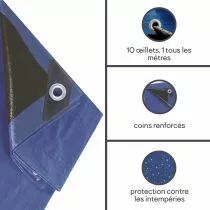B&Acirc;CHE - BLEU/NOIR - ULTRAR&Eacute;SISTANT - 2 x 3 m (180-0203)