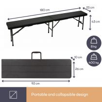 BANC PLIABLE - IMITATION ROTIN - 180 x 25 x 43 cm (FP160R)
