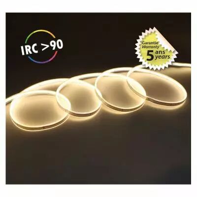 BANDEAU COB 3000K 5M 320LED/M ET 9W/M IP65 24V 5ANS (100519)