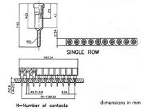 Barrette femelle, 20 contacts, 2,54mm (PHT20)