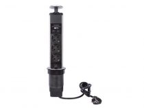 BLOC 3 PRISES ESCAMOTABLE + 2 x USB - TERRE ALLEMANDE (EBP03LUSB-G)