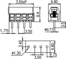 Bloc de jonction à vis 2p h p3,5 modul p/ci