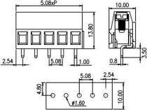 Bloc de jonction à vis 2p h p5,08 modul p/ci