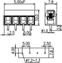 Bloc de jonction à vis 2p h p5,08 modul p/ci