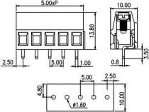 Bloc de jonction à vis 2p h p5 modul p/ci