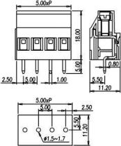 Bloc de jonction à vis 2p h p5 modul p/ci système à cage