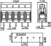 Bloc de jonction à vis 2p h p7,5 modul p/ci