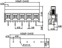 Bloc de jonction à vis 2p h p9,5 modul p/ci