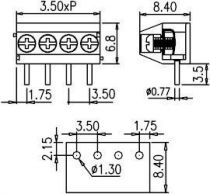 Bloc de jonction à vis 2p v p3,5 modul p/ci