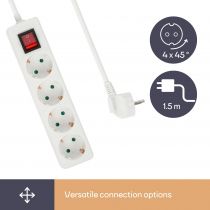 Bloc multiprise, 4 prises avec interrupteur (EB4S-G)