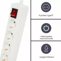 Bloc multiprise, 4 prises avec interrupteur (EB4S-G)