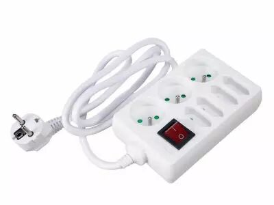 Bloc multiprises - terre francaise - 3 prises rondes & 4 prises plates - avec interrupteur - 3 x 1.5mm� (EB34S)