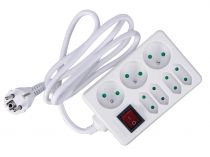 Bloc multiprises - terre francaise - 3 prises rondes & 4 prises plates - avec interrupteur - 3 x 1.5mm² (EB34S)