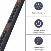 Bloc multiprises 10 prises avec protection contre les surcharges (EBP10N)