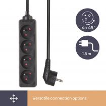 Bloc multiprises 4 prises - noir (EB4BLN)