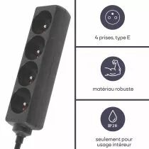 Bloc multiprises 4 prises - noir (EB4BLN)