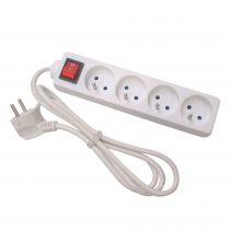 Bloc multiprises 4 prises - terre francaise - avec interrupteur - 3 x 1.5mm² (EB4S)