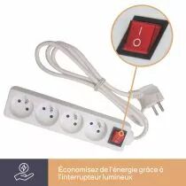 Bloc multiprises 4 prises - terre francaise - avec interrupteur - 3 x 1.5mm&sup2; (EB4S)