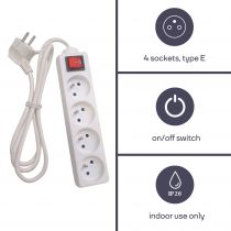 Bloc multiprises 4 prises avec interrupteur (EB4S-3)