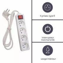 Bloc multiprises 4 prises avec interrupteur (EB4S-3)