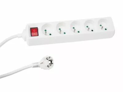 Bloc multiprises 5 prises - terre francaise - avec interrupteur - 3 x 1.5mm� (EB5S)