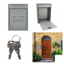 BOÎTE AUX LETTRES - MILAN - ARGENT - 36 x 26 x 8 cm (BG41003)
