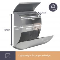 BOÎTE AUX LETTRES - NICE - ARGENT - 40 x 31 x 16 cm (BG61004)