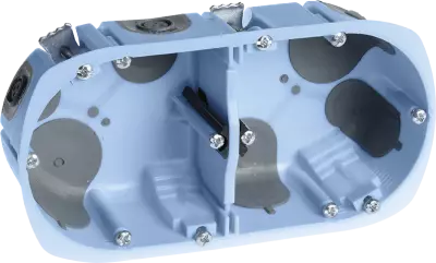 Bo�te d\'encastrement cloison s�che � vis sp�cial bbc - 2 postes - horizontal/vertical - profondeur 50mm - entraxe 71mm (52065)