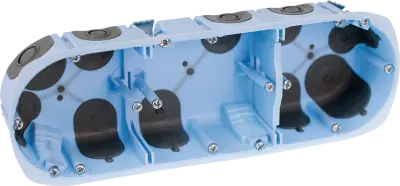 Bo�te d\'encastrement cloison s�che � vis sp�cial bbc - 3 postes - horizontal/vertical - profondeur 50mm - entraxe 71mm (52067)