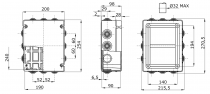 Boîtes de dérivation avec couvercle bas à vis - ip55 - dimension interne 240x190x90 - parois avec passe-fils - gwt690ºc (GW44058