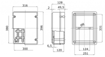 Boîtes de dérivation avec couvercle bas à vis - ip56 - dimension interne 380x300x120 - parois lisses - gwt960ºc (GW44280)