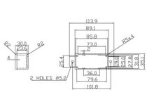Botier tanche en aluminium coul avec bride - 89 x 35 x 30mm (GBS37MF)