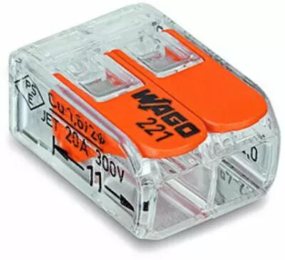 Borne de connexion mini 2 x 0,08-4 mm� fils souple ou rigide / Gris (221-412)