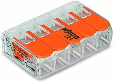 Borne de connexion mini 5 x 0,08-4 mm� fils souple ou rigide / Gris (221-415)