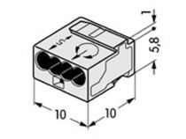 Borne micro pour boîte de dérivation 4 conducteurs, gris clair (WG243304)