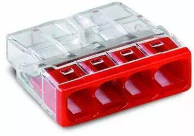 Borne Wago 2273 - 4 x 0,5 � 2,5mm� Transparent fils rigide / Rouge (2273-204)