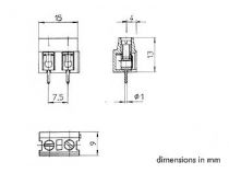 Bornier a vis, 2 poles, au pas de 7.5mm (SCREWL02)