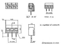 Bornier a vis bas profil, 3 poles, au pas de 5mm (SCREW03BL)