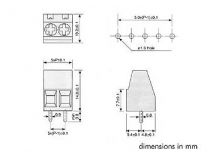 Bornier a vis professionnel, 2 poles, au pas de 5mm (SCREW02P)