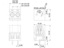 Bornier professionnel, 2 pôles, vert, au pas de 5mm (SCREW02PG5)