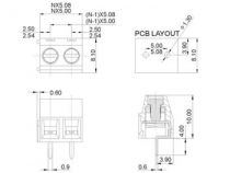 Bornier professionnel, profil bas, 2 pôles, vert, au pas de 5mm (SCREW02PGL5)