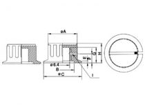 Bouton (noir avec point blanc 35.7mm/6mm) (KN356BP)