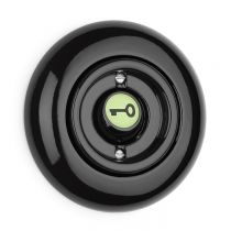 Bouton poussoir avec symbôle clé luminescent THPG porcelaine noire (174023)