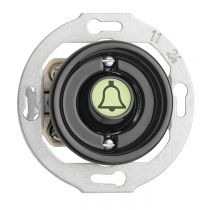 Bouton poussoir avec symbôle sonnette luminescent THPG porcelaine noire (174021)