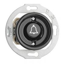 Bouton poussoir avec symbôle sonnette THPG en porcelaine noire (174020)