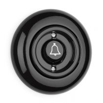 Bouton poussoir avec symbôle sonnette THPG en porcelaine noire (174020)