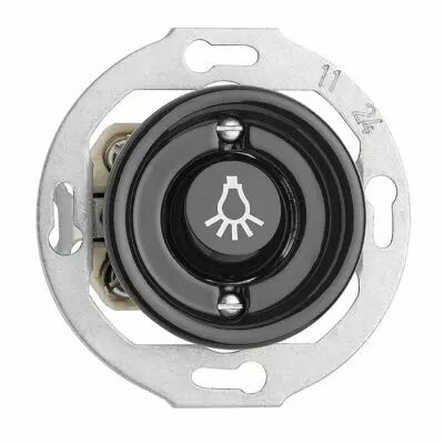 Bouton poussoir avec symbole THPG en porcelaine noire (174018)